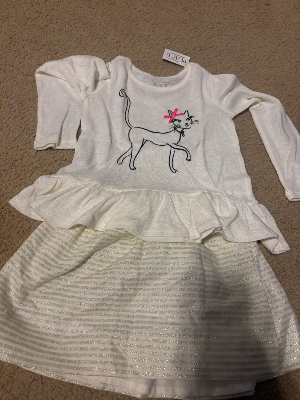 Adorable White Ruffle Cat outfit for Kids size 4t